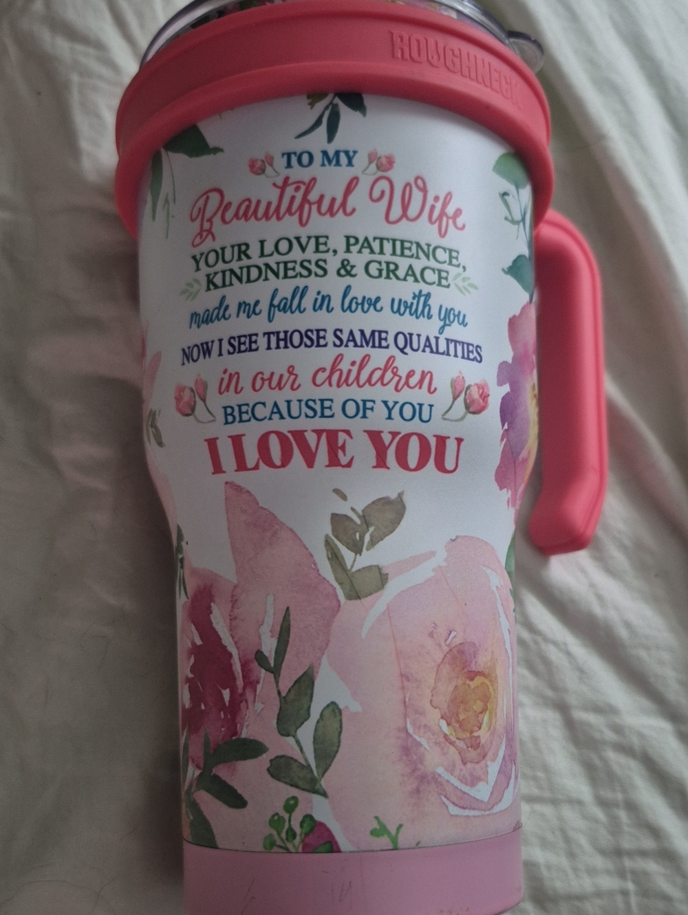 Beautiful Wife Floral Travel Mug - Pink